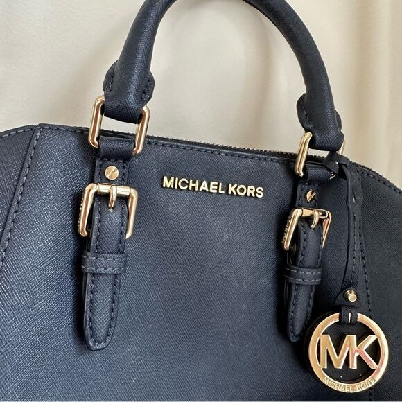 MK Michael Kors Blue and Gold Medium purse with crossbody straps and handles - Picture 7 of 16